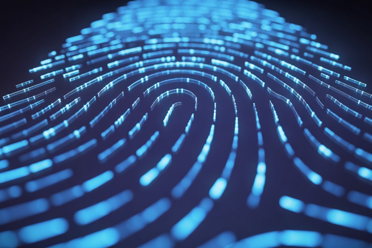 Abstract digital fingerprint symbolizing biometric data and privacy law compliance under Illinois BIPA
