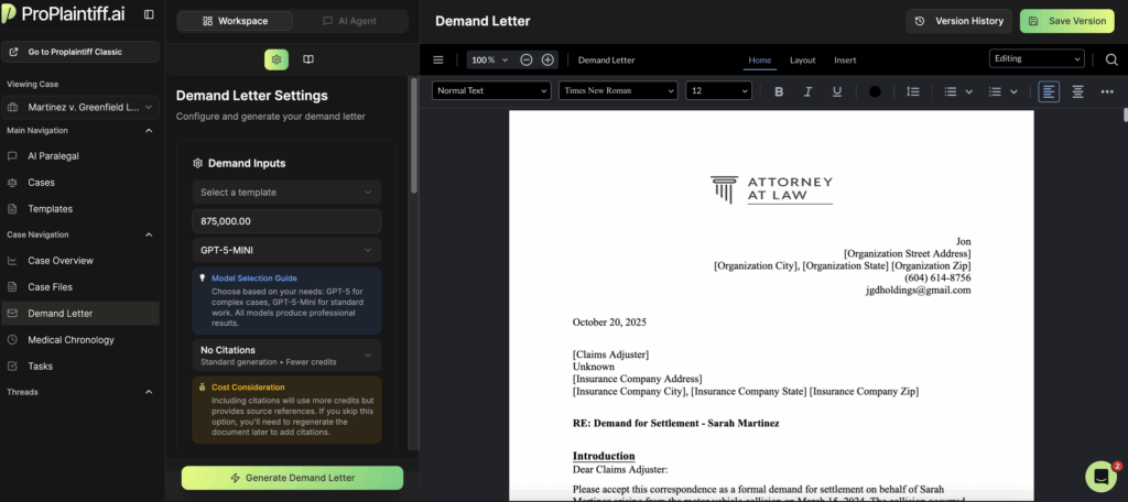 ProPlaintiff Demand Letter Draft