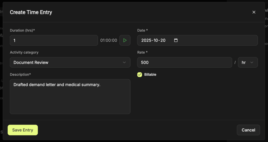 ProPlaintiff Time Tracking