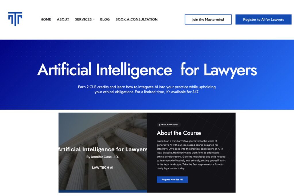 Artificial Intelligence course for lawyers by Jennifer Case