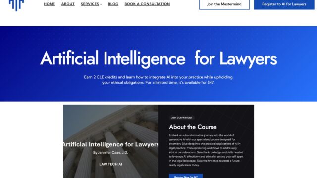Artificial Intelligence course for lawyers by Jennifer Case