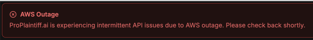 AWS outage notification in software