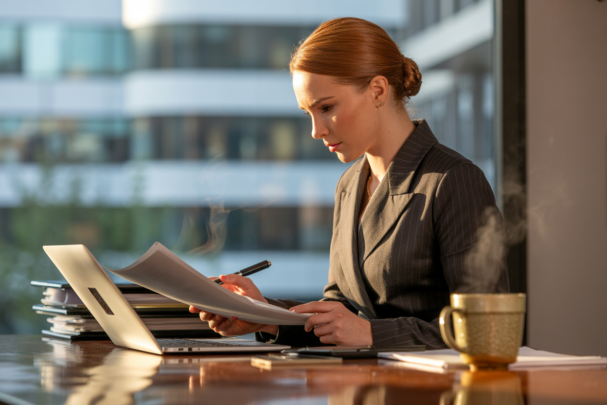 Lawyer working on laptop