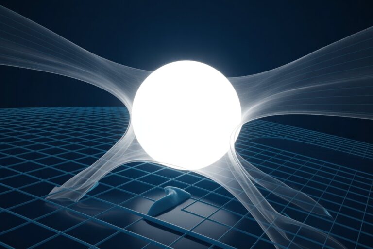 Abstract visualization of AI free speech rights pressing against regulatory boundaries in luminous blue and white against navy background